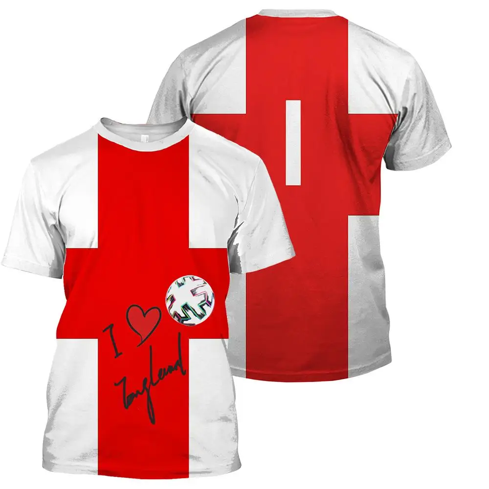 

England National Day Printed T-shirt Football Fan Big T-shirt Quick-drying Comfortable Clothes Fashion Top