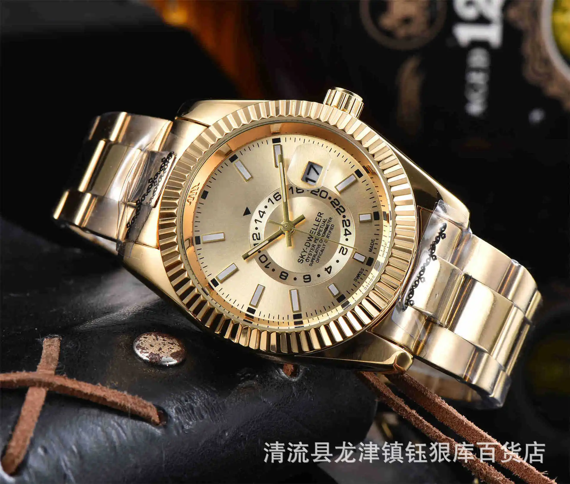 

2020 solid steel band watch business men's quartz watch with calendar function