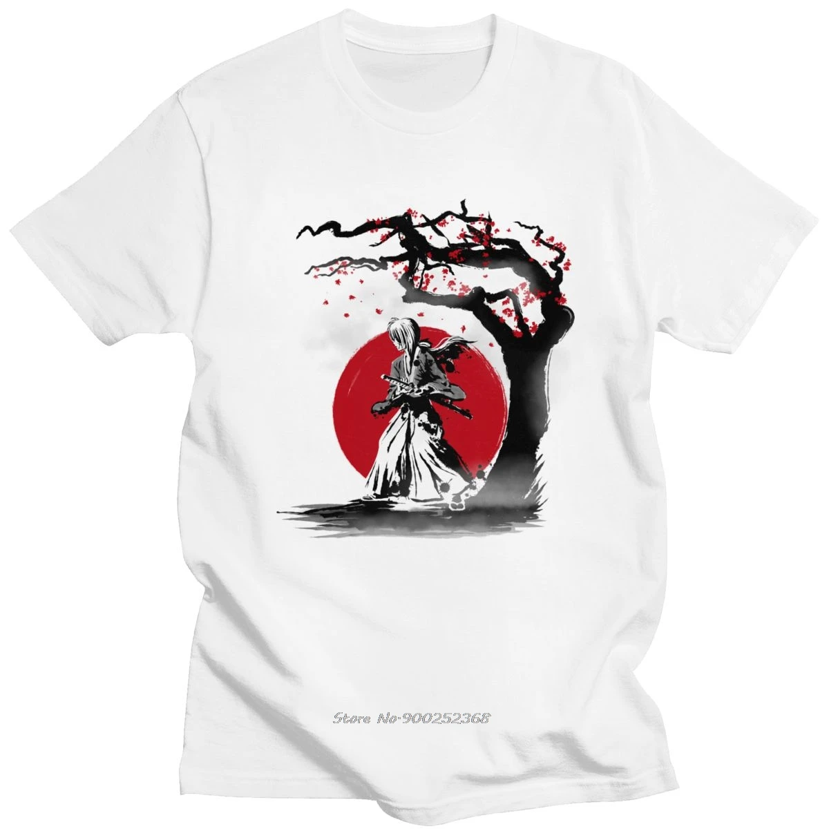 Японская футболка Rurouni Kenshin для мужчин хлопковая модная с коротким рукавом