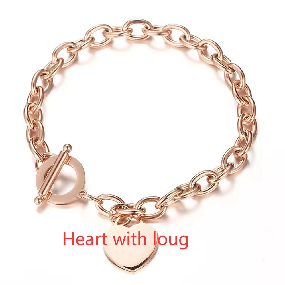 Классическая Женская цепочка из нержавеющей стали 316L браслет в форме сердца