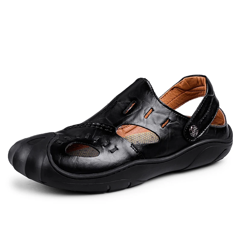 Men Sandals Genuine Split Leather Men Beach Roman Sandals Brand Men Casual Shoes Flip Flops Men Slippers Sneakers Summer Shoes