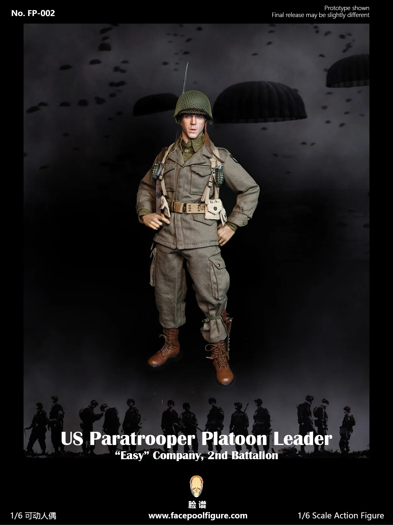 Facepoolfigure FP 002 WWII США ПАРАШЮТИСТА взвода лидер легко компании 1/6 рисунок|military police