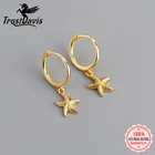 Серебряные серьги TrustDavis 925 пробы, модные серьги-кольца в виде морской звезды для женщин, очаровательные позолоченные серьги для вечеринки, ювелирные изделия J006