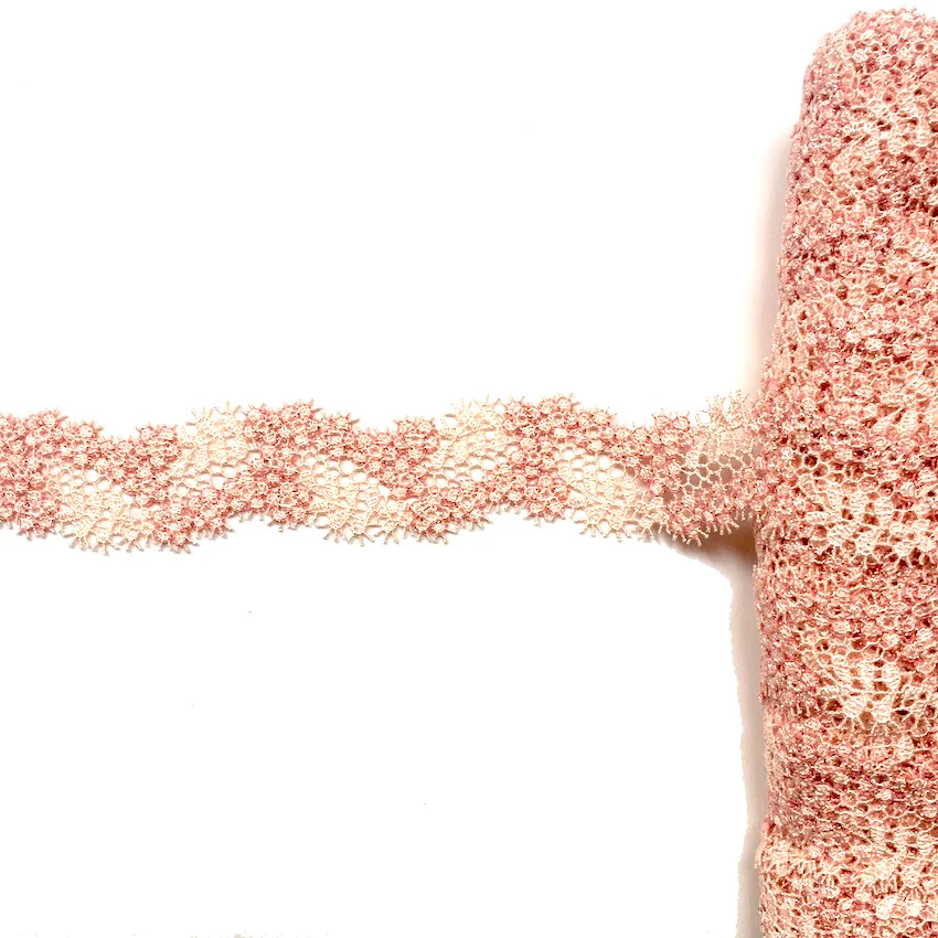 2 ярдов 5 см Ширина двойной Цвет розовый Venise кружевной отделкой кружевная лента с