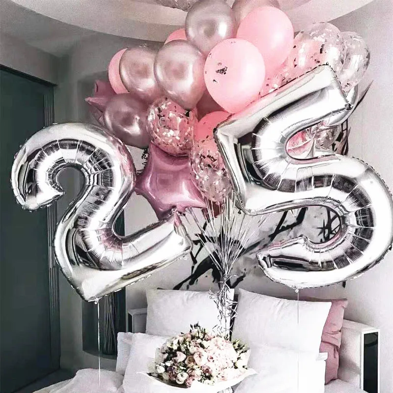 32 дюйма Щепка номер шарик из фольги в форме цепи 1st на день рождения вечерние