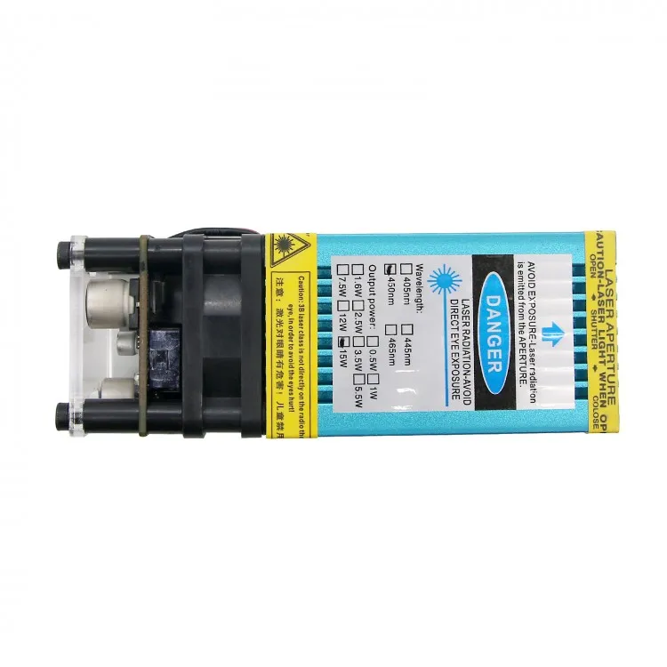 

12V 15W 450nm Blue Laser Module 15000mW Laser Cutting Module to Engrave Stainless Steel 3mm Wood