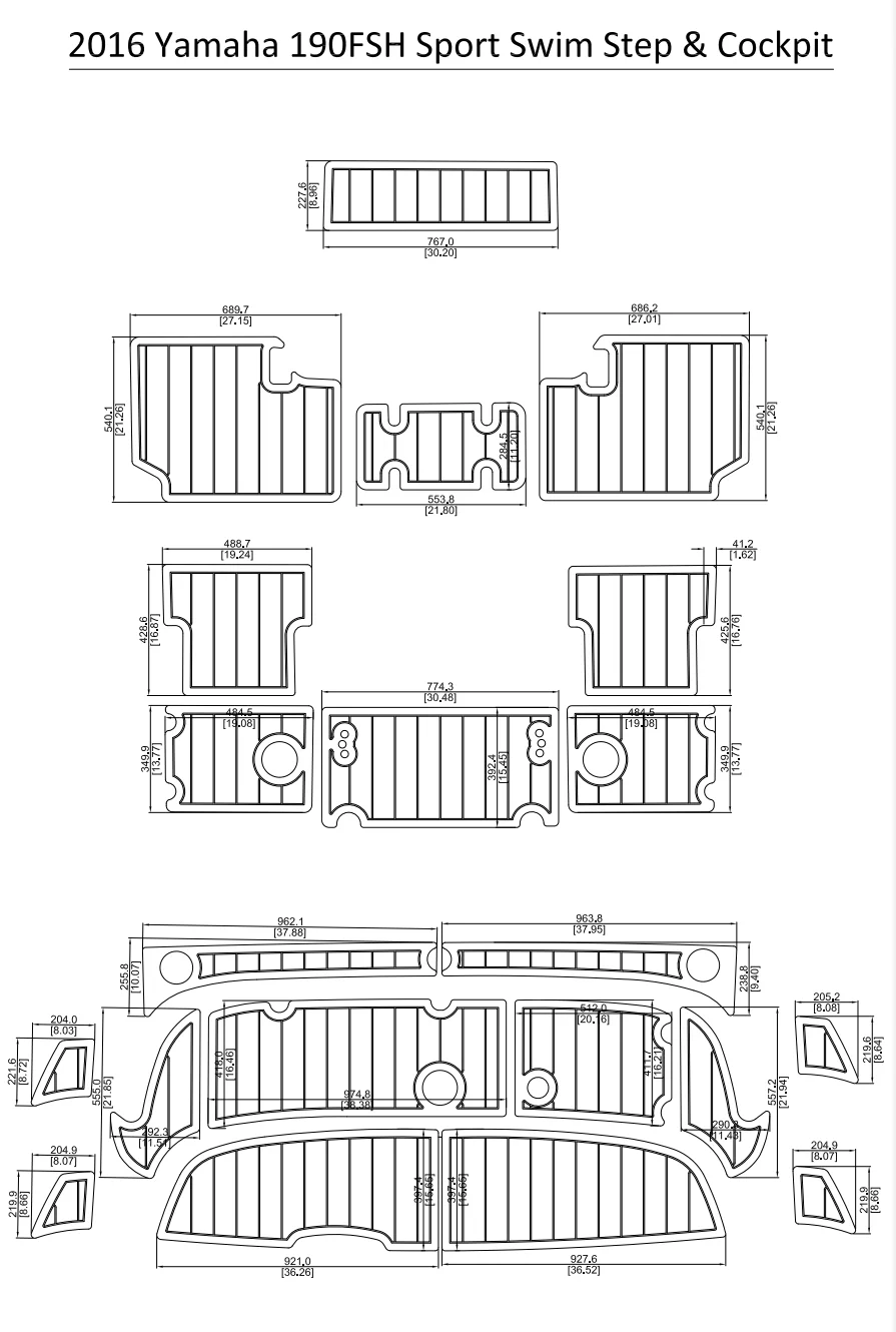 

2016 Y-a-m-a-h-a 190FSH подставка для спортивного плавания и кабины, настил для лодки из ЭВА и тика, 1/4 дюйма, 6 мм