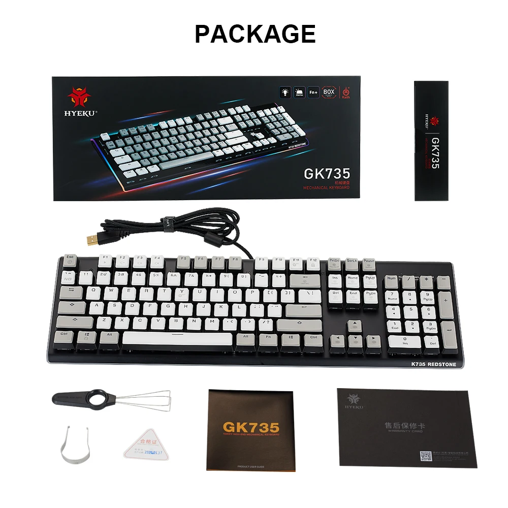 hexgears k735 hot swap switch mechanical keyboard 104 key waterproof gaming keyboard kailh box switch pbt keycaps rgb side diy free global shipping