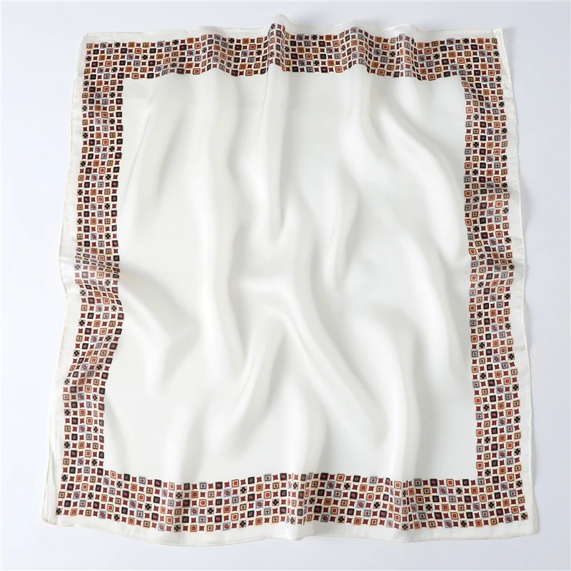 

Luxury Print Office Neck Scarf for Women Silk Square Shawls Lady Wraps Solid Foulard Small Pashmina Bandana Hair Band 2021
