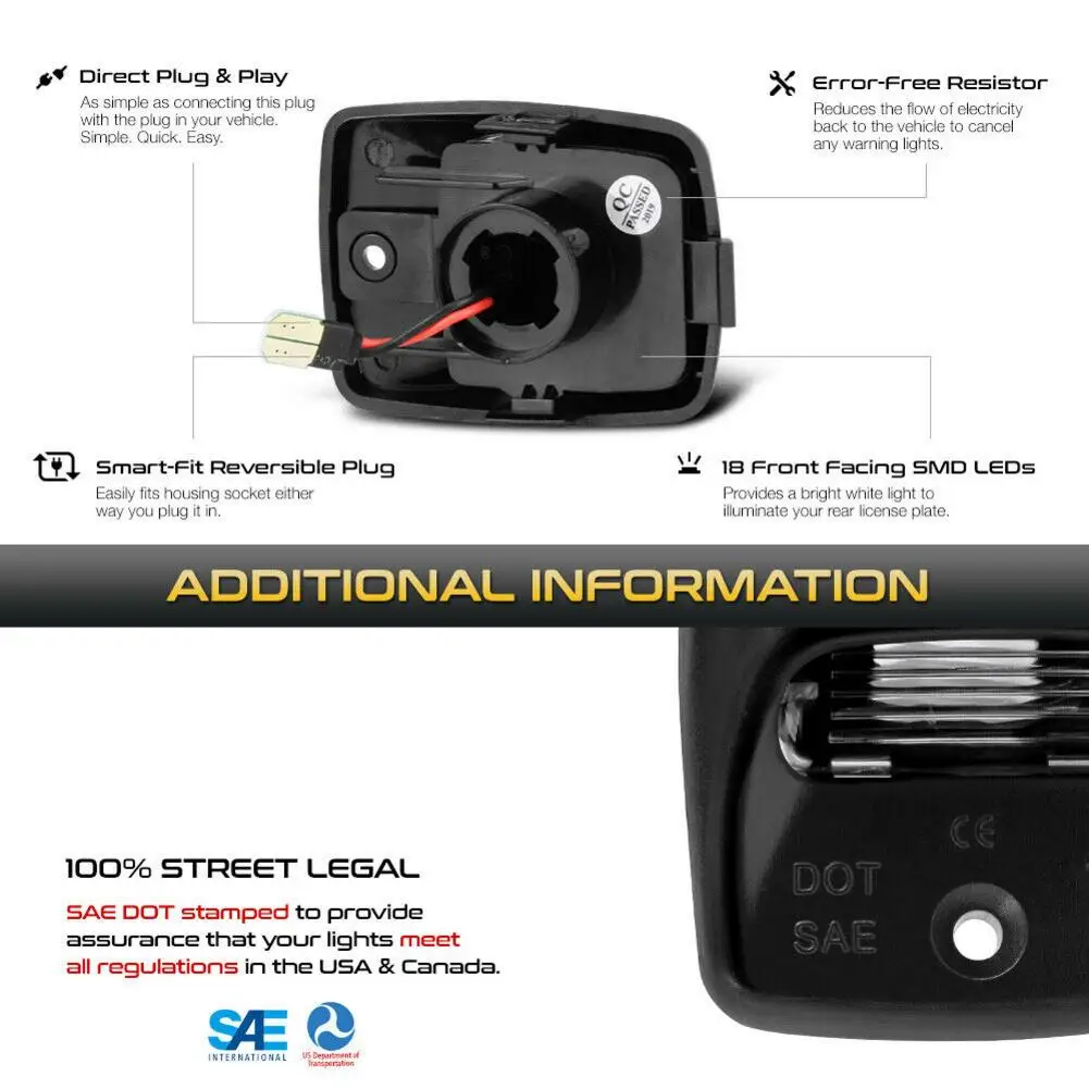 2 шт. 12 В светодиодный светильник номерного знака лампы без ошибок автомобильные