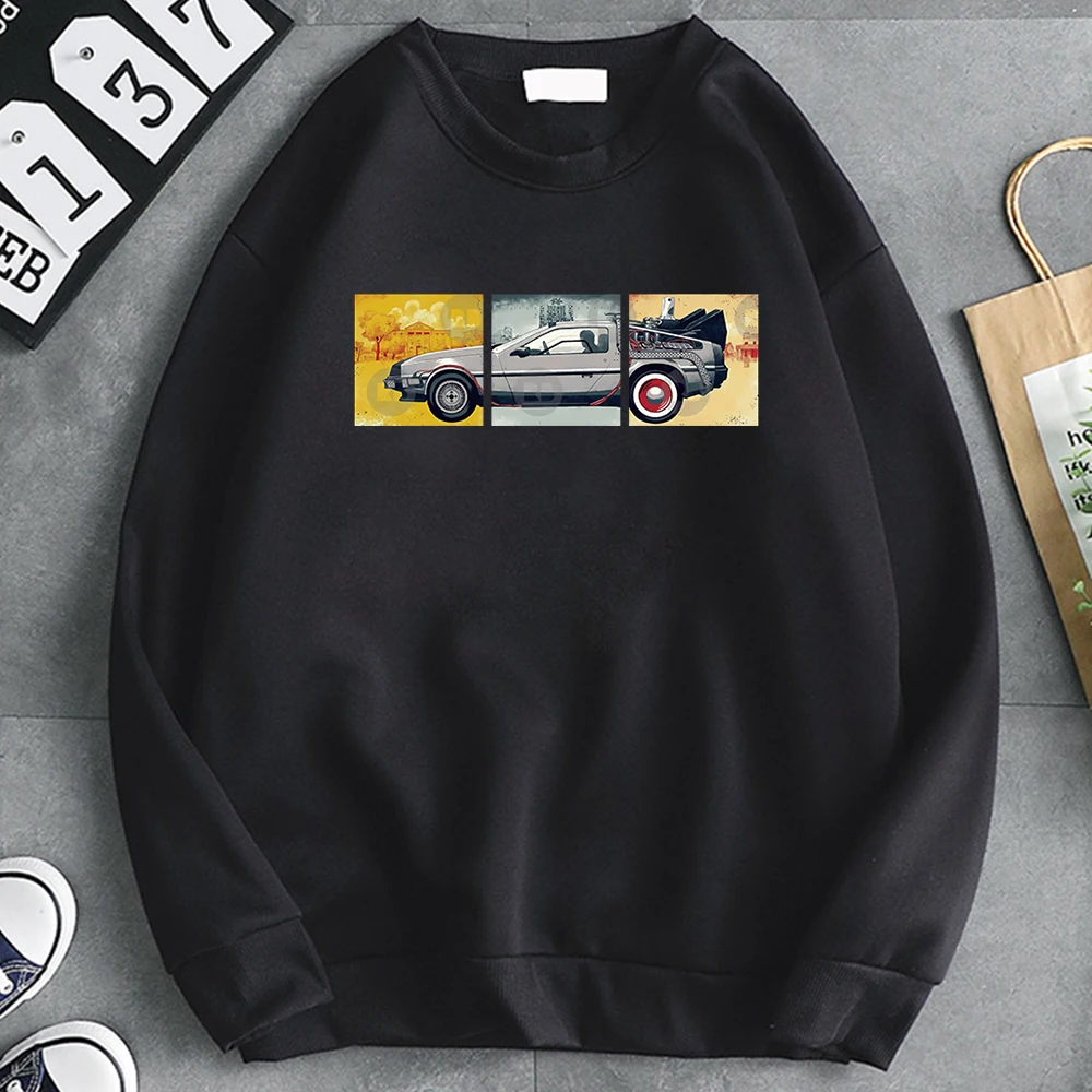 

Back to the Future Printed Hoodie Man Long Sleeve Loose Pocket Sweatshirt Manga Fashion Vintage Crewneck Tracksuits Fleece Hoody