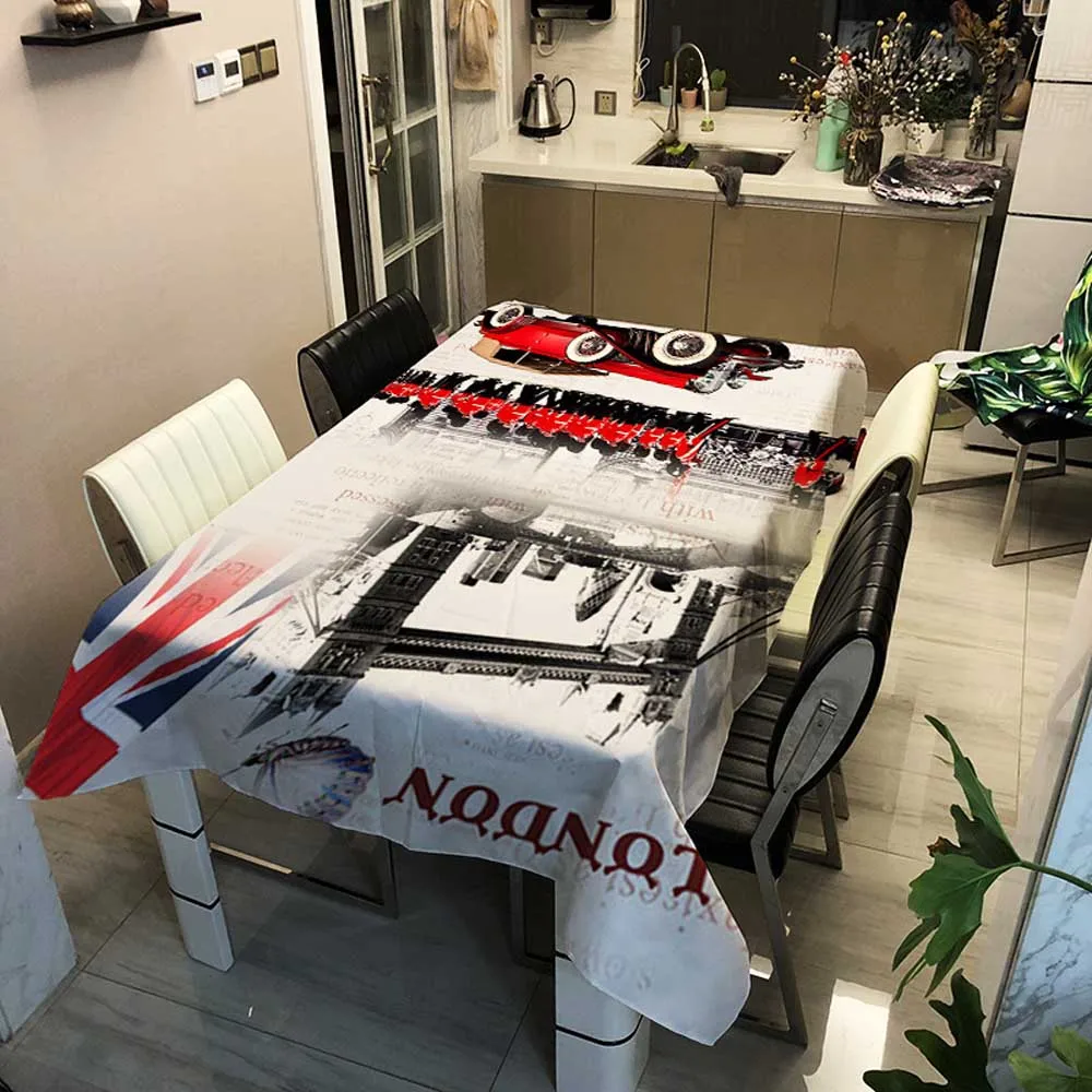 Прямоугольная скатерть для обеденного стола с изображением Парижской башни