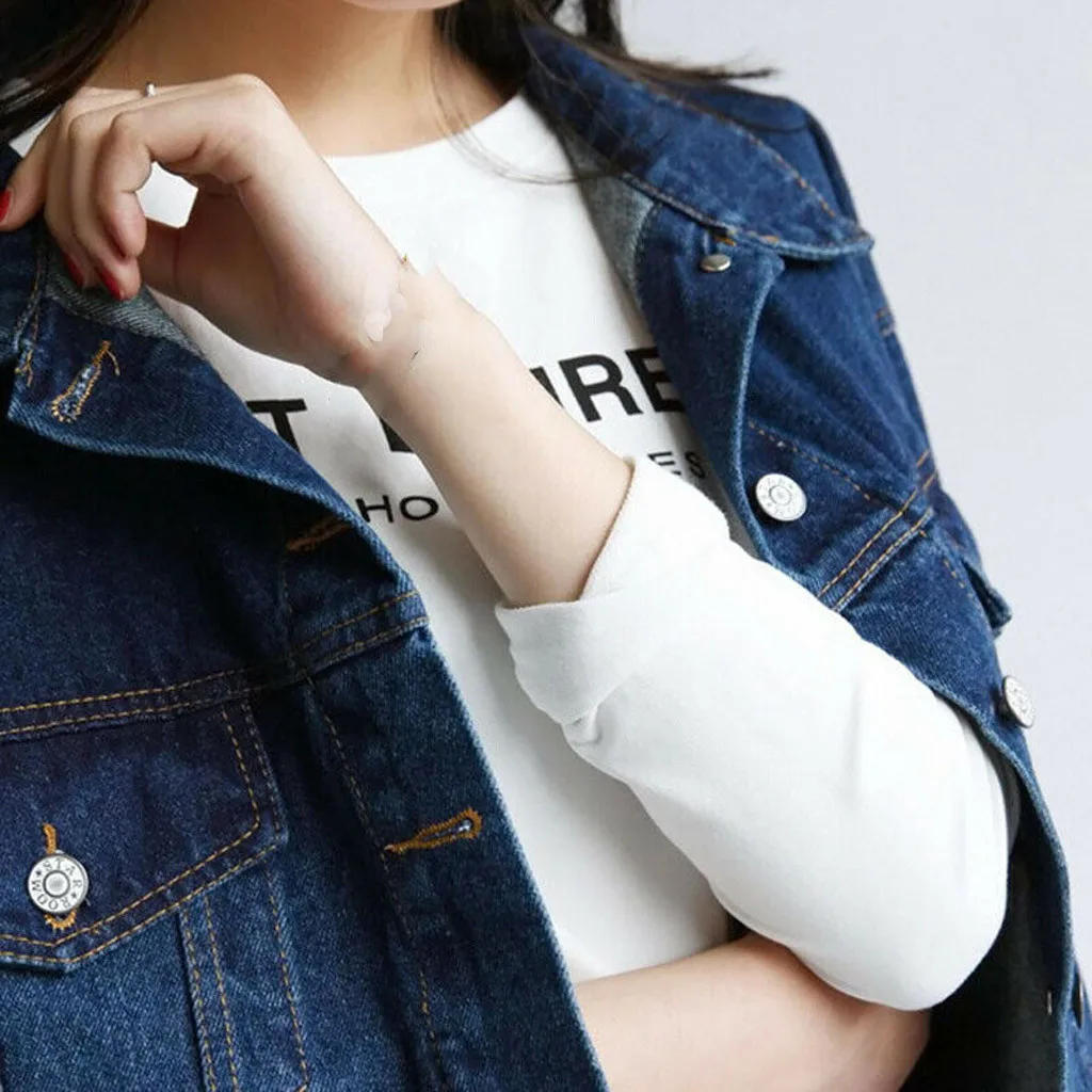 Women Denim Jacket Faded Ripped Fitted Vintage Boyfriend Oversized Casual Autumn Winter Womens Gril Coat A40# | Женская одежда