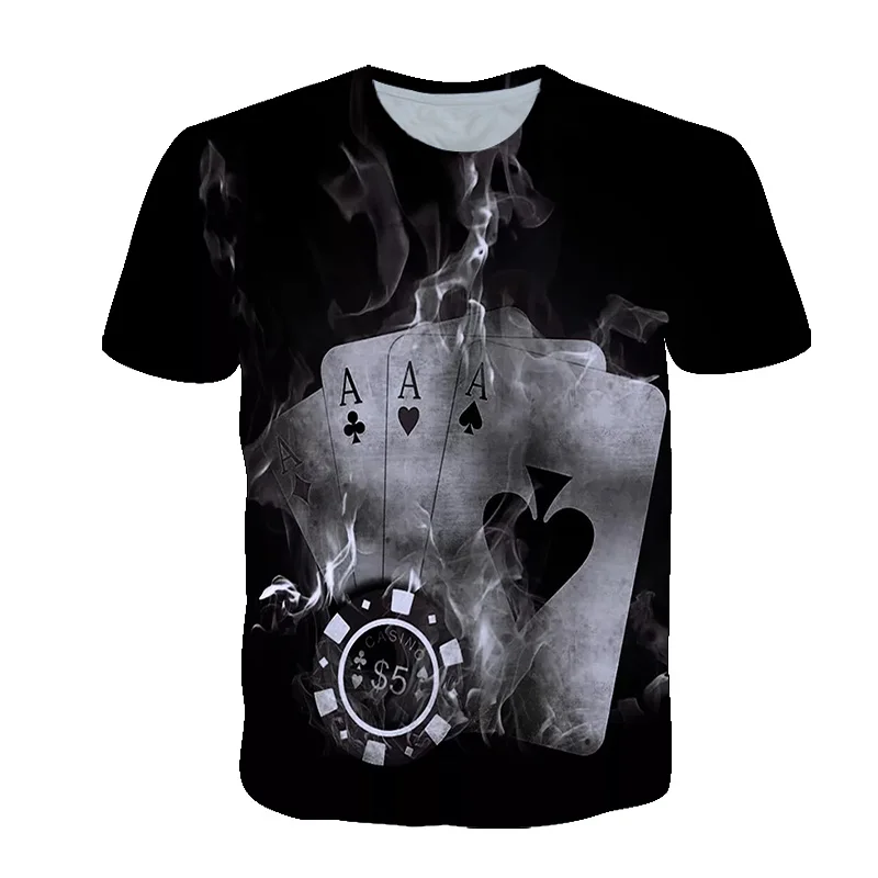 

2~8 Years Old Children's Clothing Playing Cards Cool Magic Game Boys And Girls 3D T-shirt Trend Fashion Casual Summer New Style