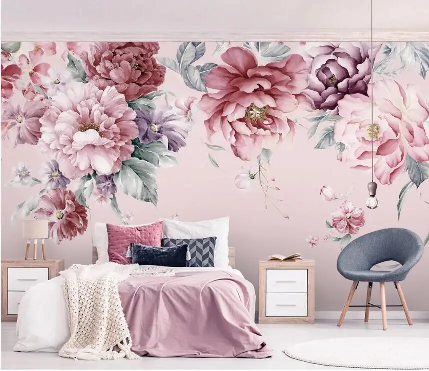 

Beibehang Custom photo wallpaper hand-painted peony flower wall covering mural for living room bedroom background 3d wallpaper