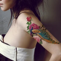 peacock peony flower bud tattoos stickers women body waist arm art bracelet tattoos temporary girls butterfly tatoos rose chains