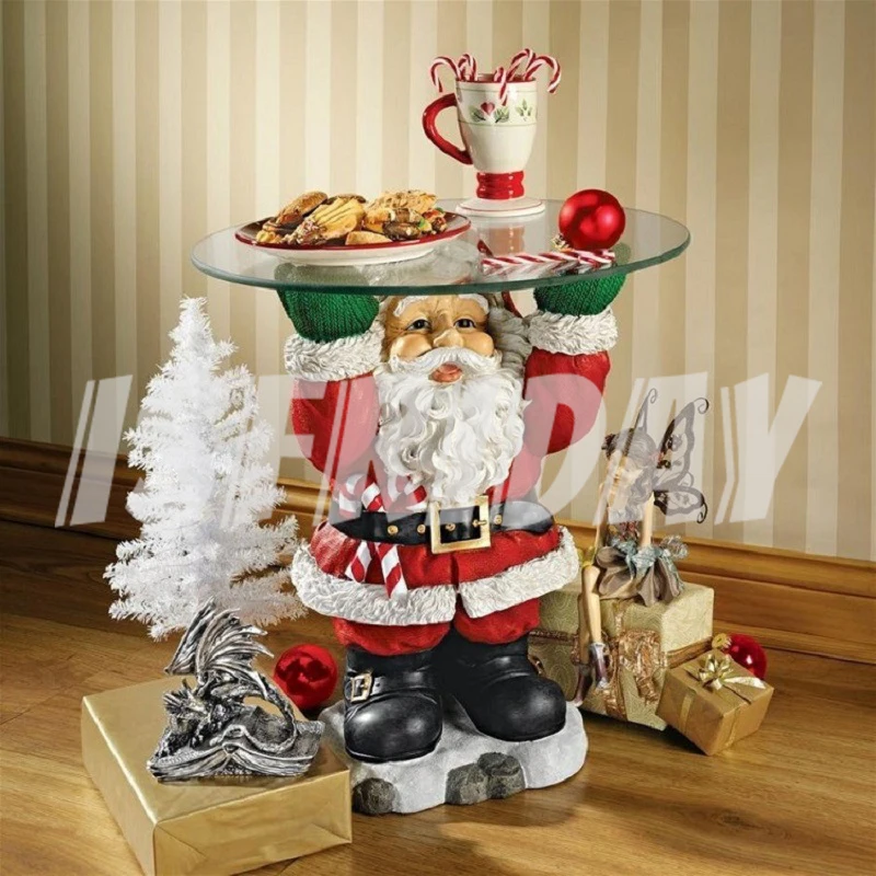 

Christmas Santa Snack Plate Santa Claus Sculptural Glass Topped Holiday Table Plate New Year Desktop Table Decoration Dropship
