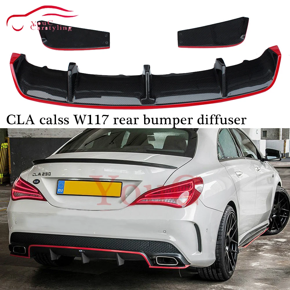 W117 диффузор заднего бампера из углеродного волокна для Mercedes CLA class A117 C117 2014 2015 2016