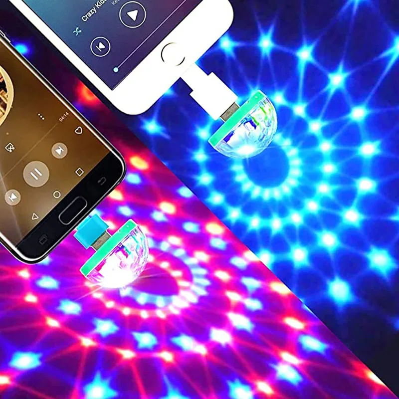 2022 USB LED Disco DJ Stage Car Light Portable Family Party Ball Colorful Bar Club Effect Lamp Mobile Phone Lighting | Освещение