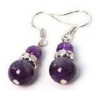 825 + натуральный 8-10 мм русский аметист драгоценный камень серьги | Украшения и