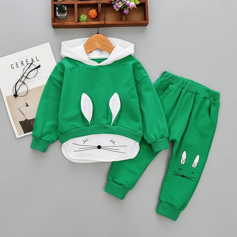 baby girl clothes 2019 Spring Korean Brand Infant Sports rabbit hooded sweater pants 2pcs Costume Bebes Jogging Suits Tracksuits | Детская