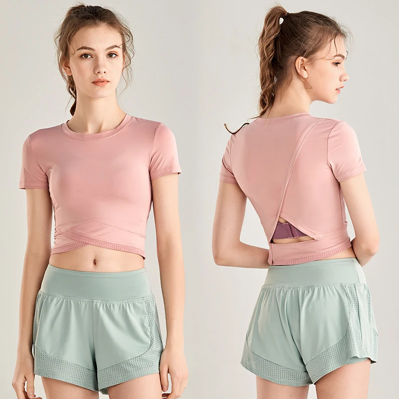 Женская рубашка для йоги быстросохнущая спортивная фитнеса и бега одежда