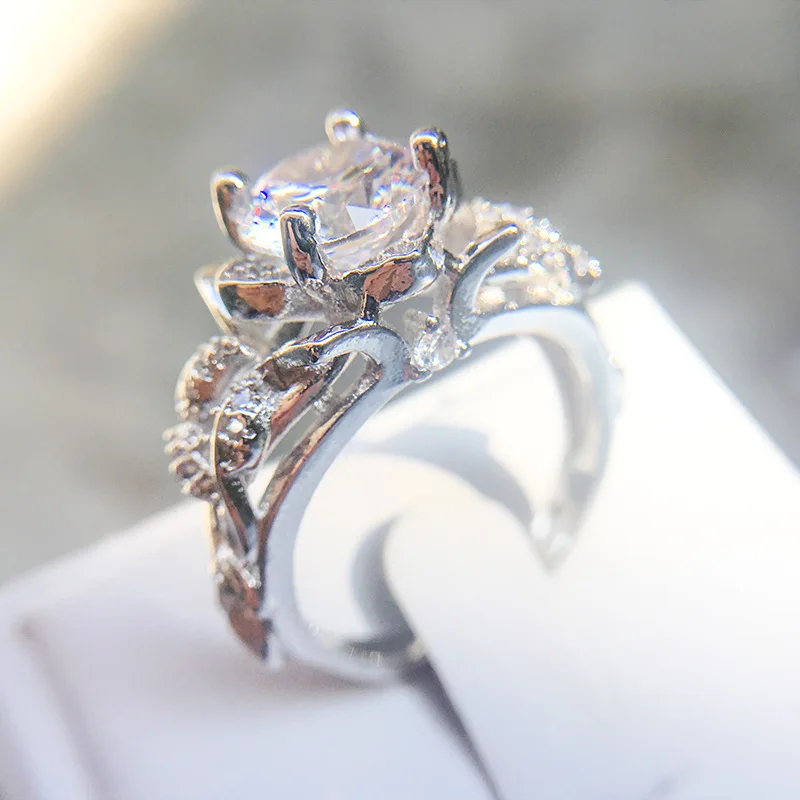 Европейский модный женский комплект колец с розой цветы листья Женское