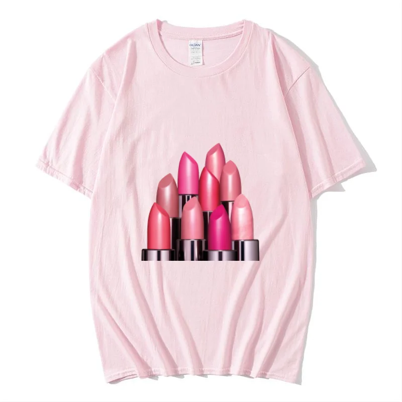 

Summer Fashion Shirt Lipstick Graphic T Shirt Women Tops Base O-neck Black Tees Funny Girls Tshirt