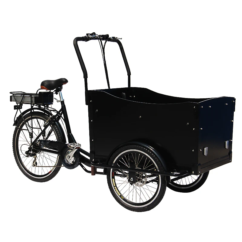 

Black color 3 wheel pedal/electric cargo bike KN-T05A CARGO BIKE(Aluminium frame) for children