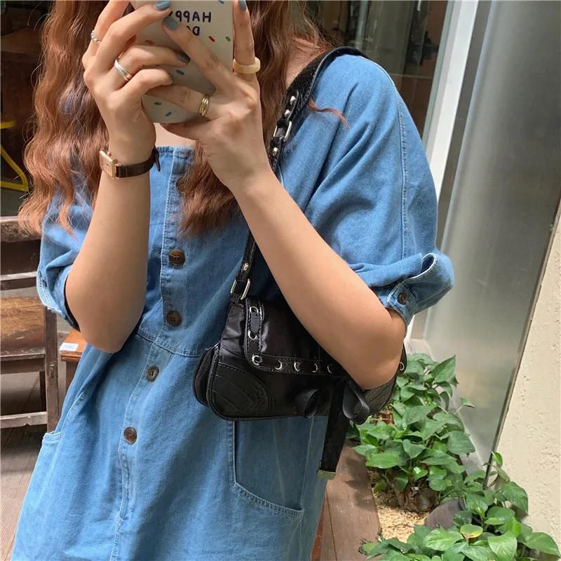 

Crocodile Pattern Women Black Purse Handbags Fashion Cool Girls Underarm Bag Vintage Bowknot Ladies Small Armpit Shoulder Bags