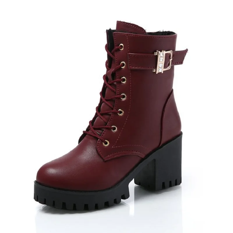 Новые женские ботинки зимняя обувь на толстом каблуке платформе ботильоны с