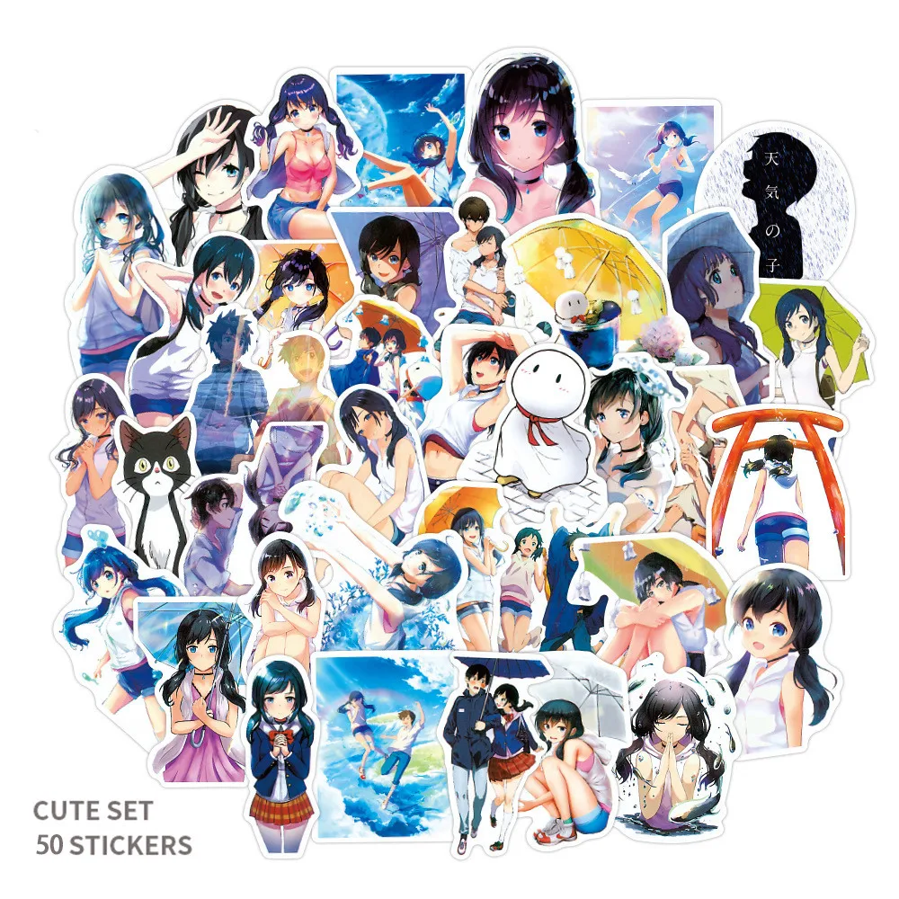 

50 шт. аниме выветривания с вами Стикеры в виде милого героя аниме для девочек наклейки-граффити Водонепроницаемый скейтборд Стикеры s для но...