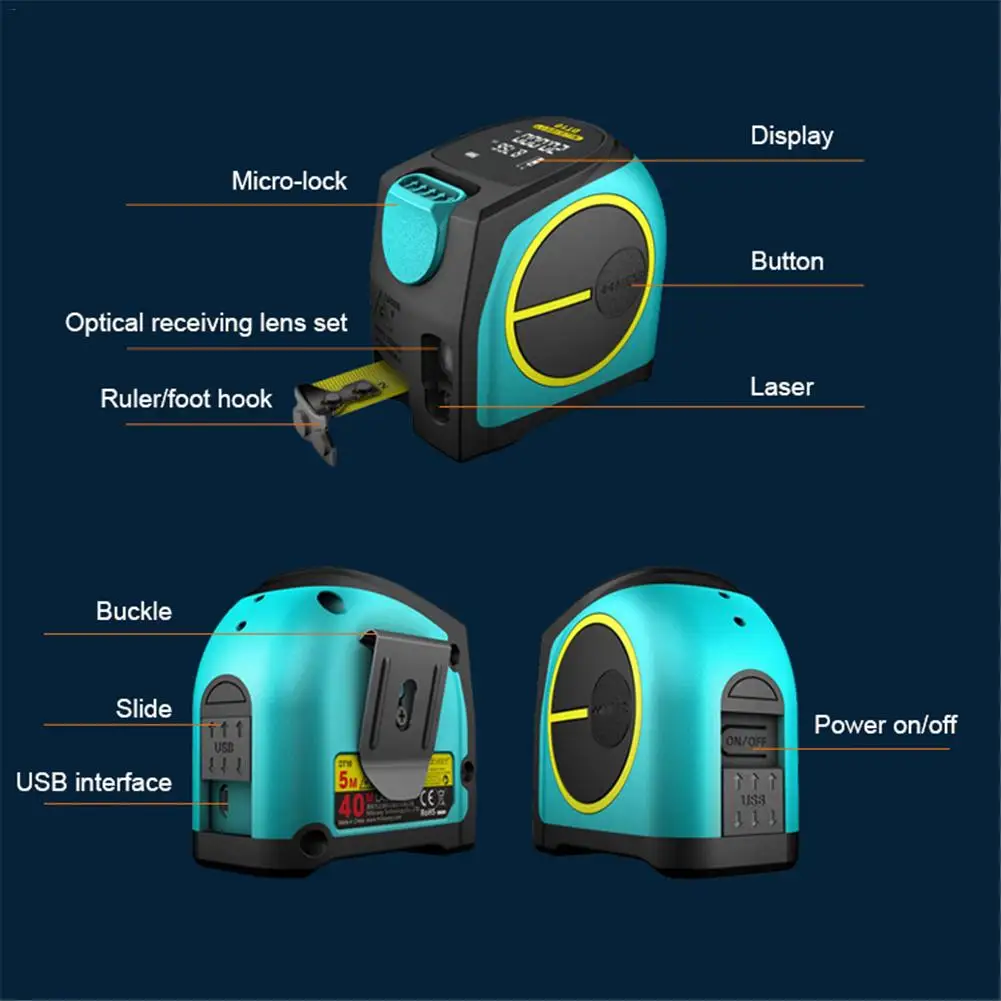 2 в 1 лазерный дальномер 40 м лазерная рулетка цифровой выдвижной 5M линейка