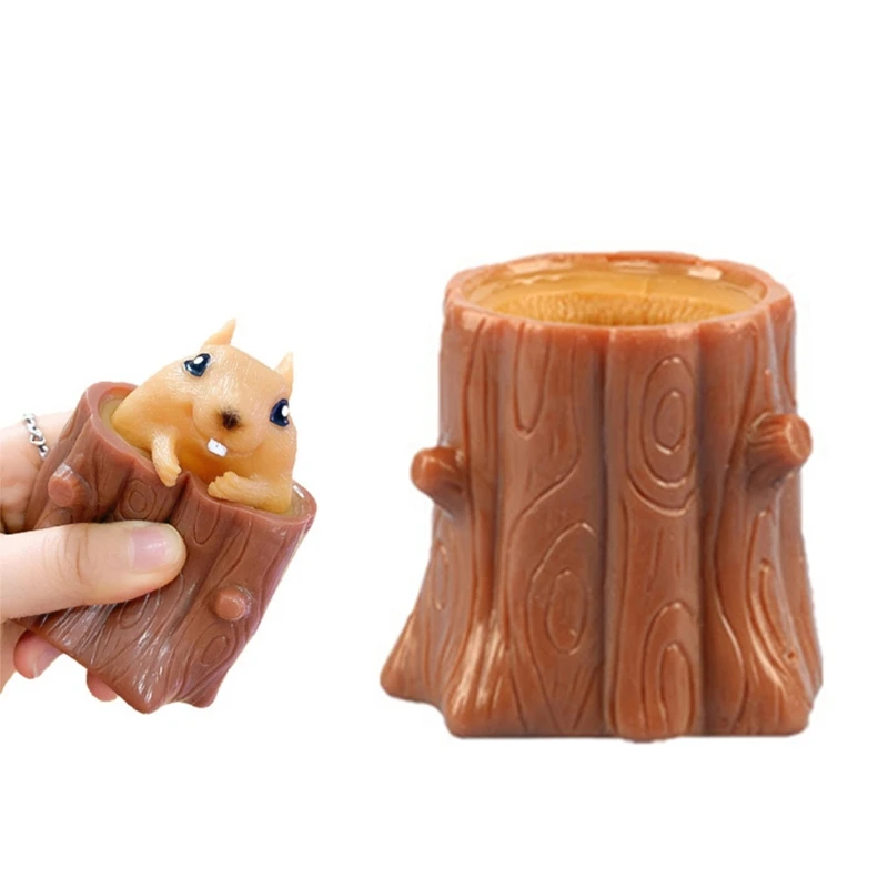 

Squeeze Squirrel Cup Children Toy Evil Decompression Tree Stumps Silicone Fidget