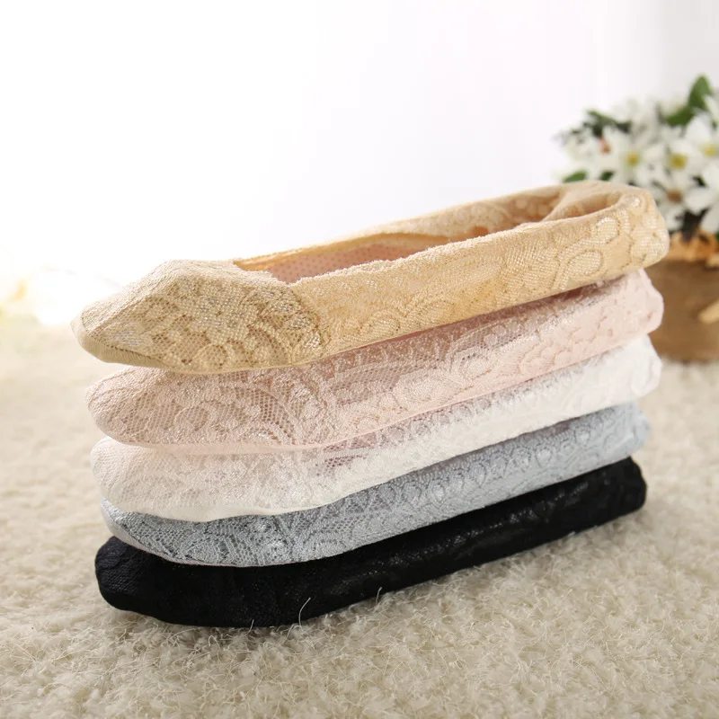 5 пар/лот женские комнатные тапочки Носки башмачки невидимки сетчатые кружевные
