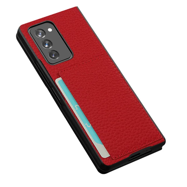 

For Galaxy z Fold 2 Case 360 Full Protection Matte Genuine Leather Luxury Protective Phone Cover For galaxy fold case