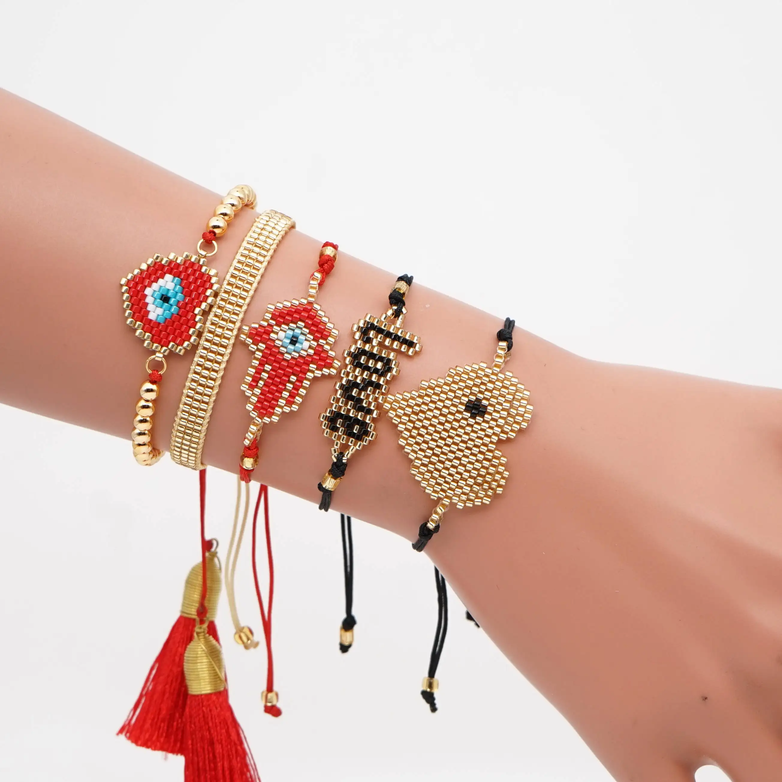 Go2boho MIYUKI Love ювелирные изделия Турецкий Дурной глаз браслет женский кисточкой Pulsera Mujer сердце Фатима хамса ручной работы браслеты