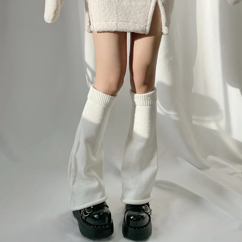 Autumn and Winter Women's Pile Socks Fashion Acrylic White Socks in the Long Tube Thinner Horn Wide Legs Lolita Warm Knee Pads