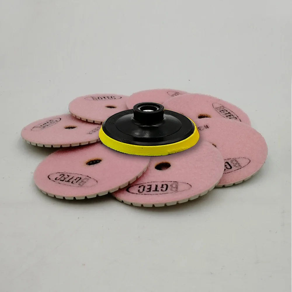 BGTEC 4inch 7pcs #1500 Professional diamond flexible polishing pad with M14 plastic backer 100mm marble granite grinding disc |