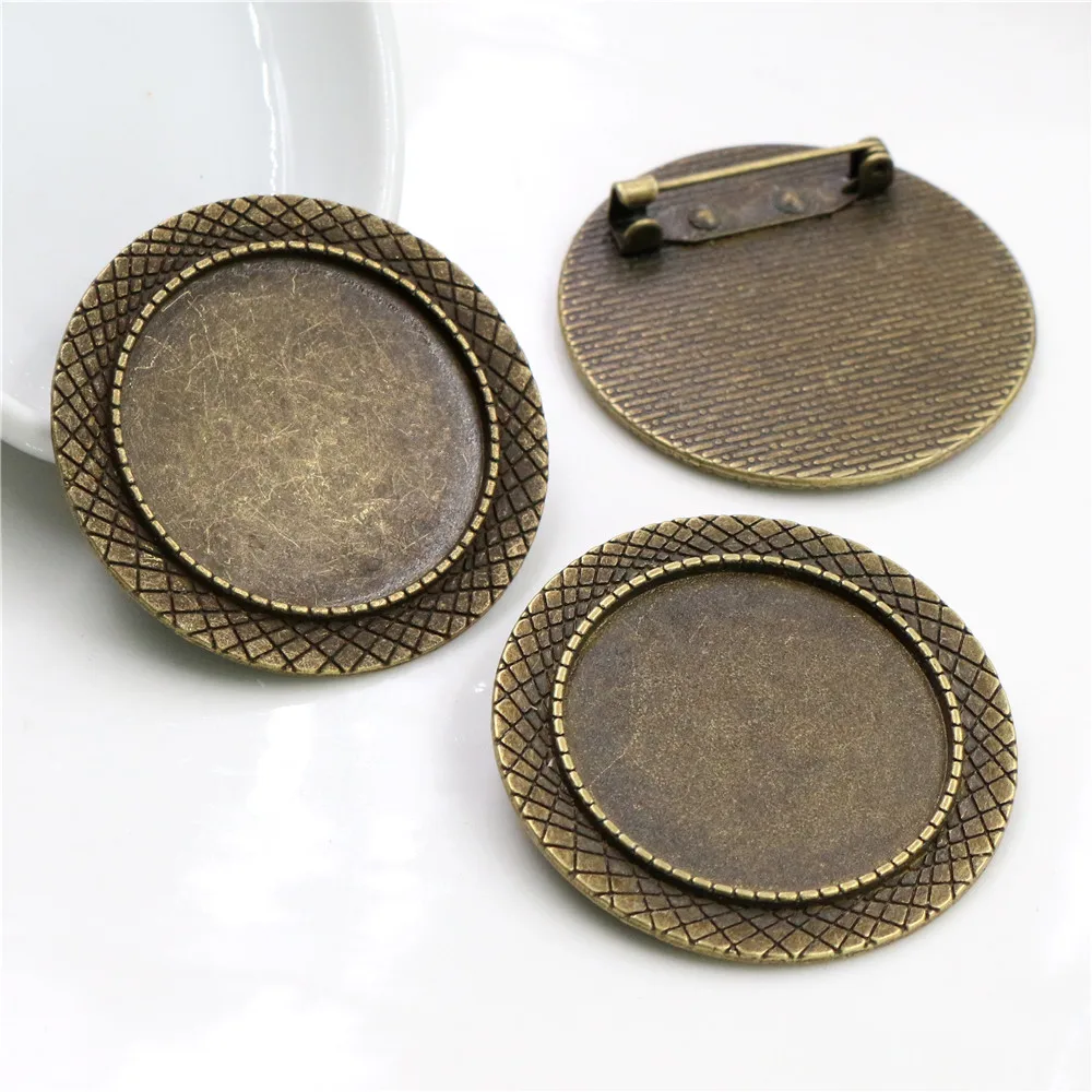 5 шт./лот 30 мм Внутренний размер Античная Посеребренная Цветная брошь булавка