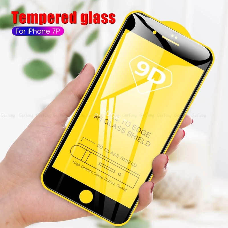 Защитное стекло 9D для iPhone 6 6S 7 8 Plus экрана X XR XS MAX черное закаленное с полным