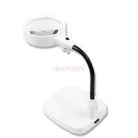 desktop magnifying glass with lamp led 10 times reading mobile phone book newspaper hose support maintenance inspection