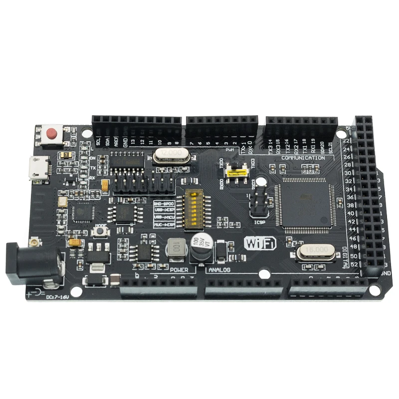 Mega + WiFi R3 ATmega2560 ESP8266 (память 32 Мб) искусственная кожа CH340G. Совместим с NodeMCU WeMos CH340 |
