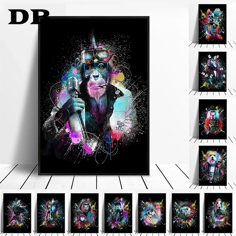 

Graffiti Art Monkey Canvas Painting Modern Animal Posters And Prints Wall Art Pictures For Living Room Home Decoration No Frame