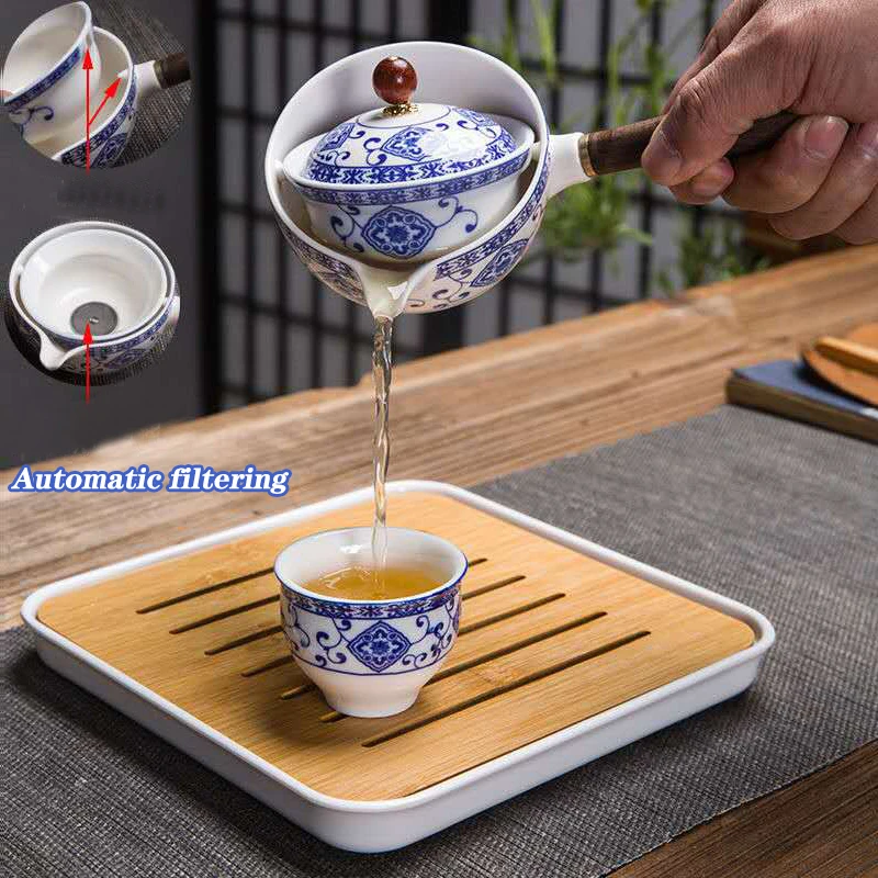 

Керамический чайник с деревянной ручкой, чайник с боковой ручкой, домашний чайник с фильтром кунг-фу Улун, чайник, креативная черная керамика, чайная посуда