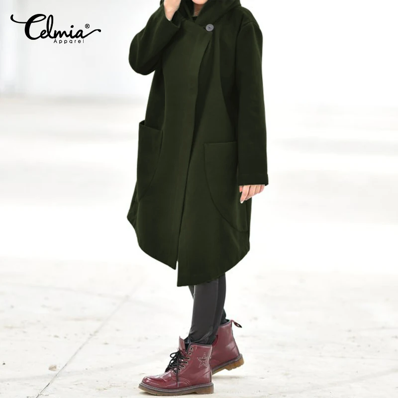Женская толстовка с капюшоном Celmia теплые пальто Осень-зима 2020 повседневные