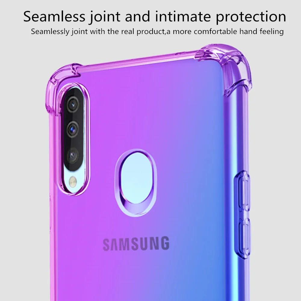 Fashion Half Transparent Gradient Phone Case For Samsung A10 A20 A30 A40 A50 A70 A80 A90 S E Airbag Corners Soft Silicon Cover | Мобильные