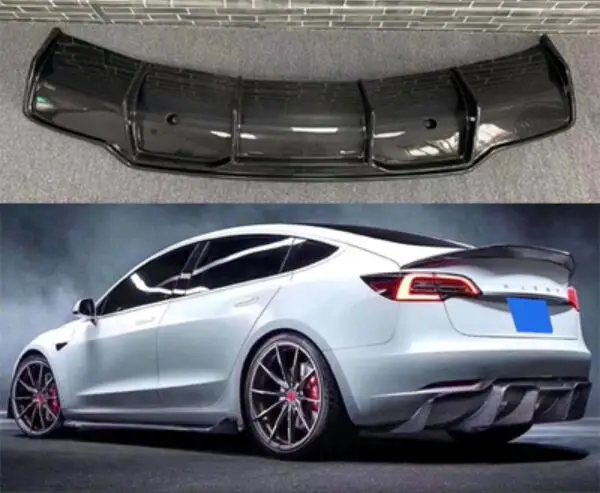 Модель 3: Реальные углеродного волокна заднего бампера диффузор крышка для Tesla