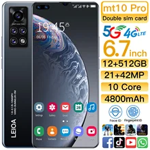 Global Version MT10 Pro cellphone Android 10.0 12GB+512GB Dual Sim Unlocked Mobile Phone MTK 6889 Deca Core 6.7 Inch HD screen