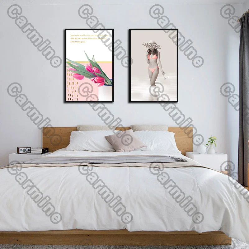 

Poster Swimsuit Beauty Flowers Canvas Painting Wall Art Nature Home Decoration for Living Room and Bedroom Frameless Style